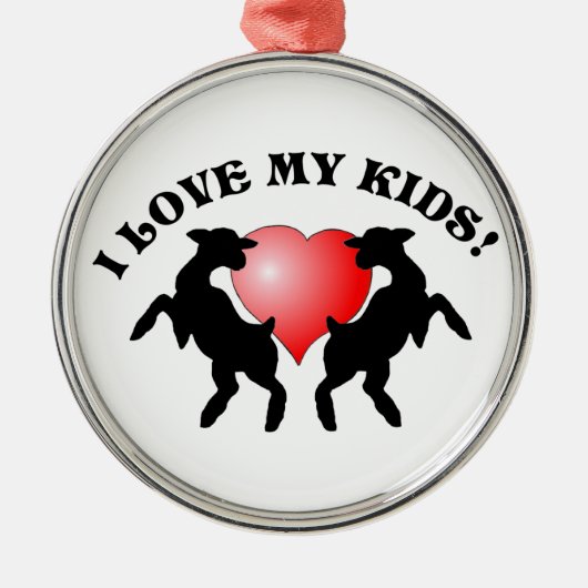 私は私の子供(ヤギ)のクリスマスのオーナメントを愛します メタルオーナメント (正面)