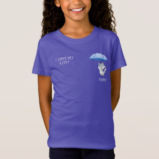 「私は私の子猫が大好き」ペット名の女の子Tシャツ。 Tシャツ (正面)