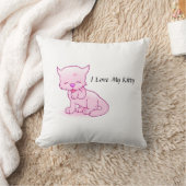 私は私の子猫の装飾用クッションを愛します クッション (ブランケット)