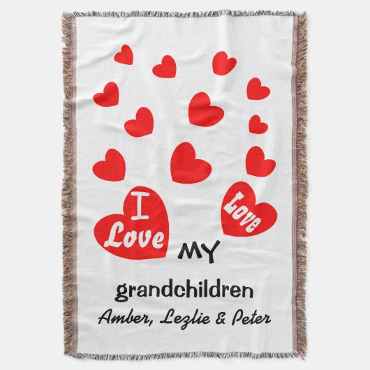 私は私の孫の名前をカスタムするのハートA08を愛します スローブランケット (正面縦)
