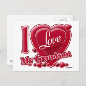 私は私の孫の赤いハートを愛します ポストカード (正面/裏面)