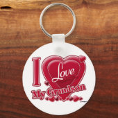 私は私の孫の赤を愛する – ハート キーホルダー (正面)