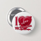私は私の孫の赤を愛する – ハート 缶バッジ (正面&裏面)