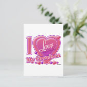 私は私の孫ピンク/紫が大好き – ハート ポストカード (スタンド正面)
