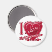 私は私の孫娘を愛する赤 – ハート マグネット (正面/裏面)