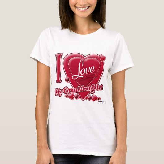 私は私の孫娘を愛する赤 – ハート Tシャツ (正面)