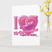 私は私の孫娘ピンク/紫が大好き – ハート カード (黄色い花)