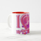 私は私の孫娘ピンク/紫が大好き – ハート ツートーンマグカップ (正面左)