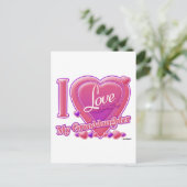 私は私の孫娘ピンク/紫が大好き – ハート ポストカード (スタンド正面)