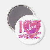 私は私の孫娘ピンク/紫が大好き – ハート マグネット (正面/裏面)