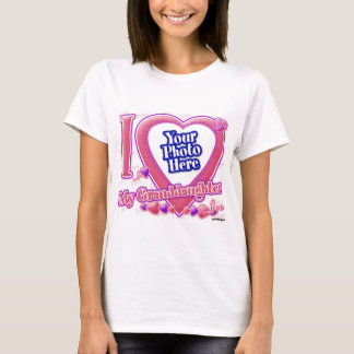 私は私の孫娘ピンク/紫が大好き – 写真 Tシャツ
