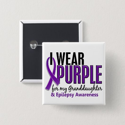 私は私の孫娘10の癲癇のための紫色を身に着けています 缶バッジ (正面&裏面)