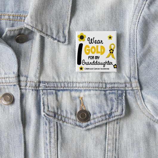 私は私の孫娘12の花版のための金ゴールドを身に着けています 缶バッジ (インサイチュ)