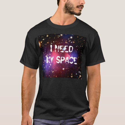 私は私の宇宙メンズブラックTシャツが必要 Tシャツ (正面)