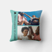 私は私の家族が大好きカスタム4 Photo Collage Blue クッション (裏面)