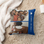 私は私の家族が大好きカスタム4 Photo Collage Blue クッション (ブランケット)