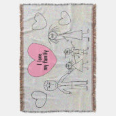 私は私の家族のかわいい子供のスケッチの棒家族を愛します スローブランケット (正面縦)