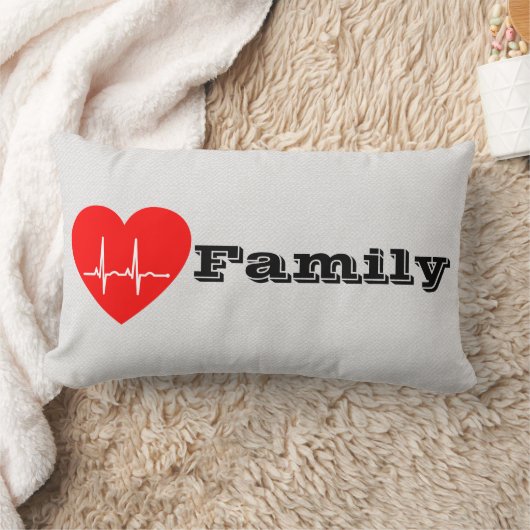 私は私の家族のハートカスタムの枕を愛する ランバークッション (ブランケット)