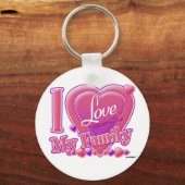 私は私の家族ピンク/紫を愛する – ハート キーホルダー (正面)