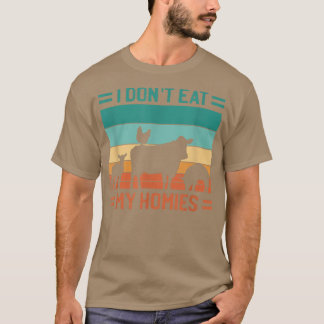 私は私の家食べのビーガンおもしろいレトロヴィンテージVe Tシャツ