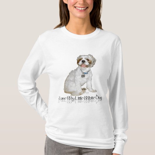 私は私の小さな白い犬が大好き – シーズー(犬)Tzu Tシャツ (正面)
