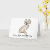 私は私の小さな白い犬が大好き – プードル/ Bichon Mix カード (黄色い花)