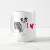 私は私の小型アメリカの羊飼いを愛します コーヒーマグカップ (正面左)