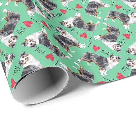 私は私の小型アメリカの羊飼いを愛します ラッピングペーパー (ロールコーナー)