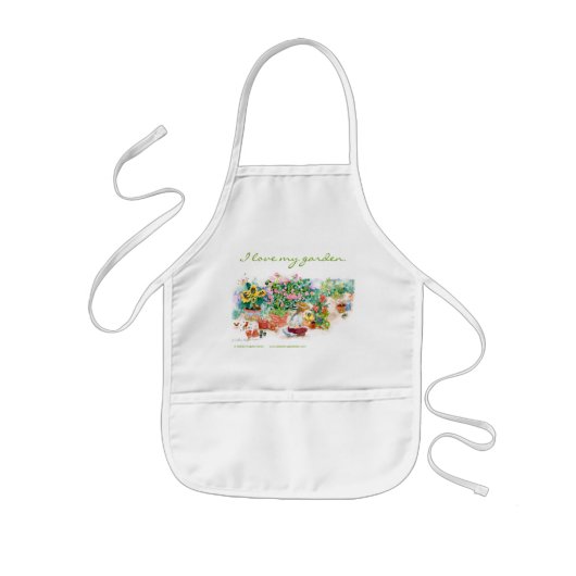 私は私の庭を愛します 子供用エプロン (正面)