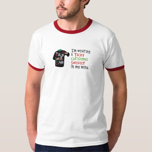 私は私の心の粘着性のクリスマスのセーターを身に着けています Tシャツ (正面)