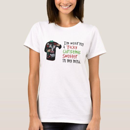 私は私の心の粘着性のクリスマスのセーターを身に着けています Tシャツ (正面)