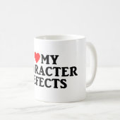私は私の性格上の欠点の回復節酒のマグを愛します コーヒーマグカップ (正面右)