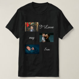 私は私の息子のカスタム3写真コラージュTシャツが大好き Tシャツ