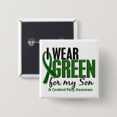 私は私の息子10の脳性麻痺のための緑を身に着けています 缶バッジ (正面&裏面)