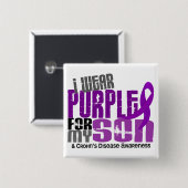 私は私の息子6のクローン病のための紫色を身に着けています 缶バッジ (正面&裏面)
