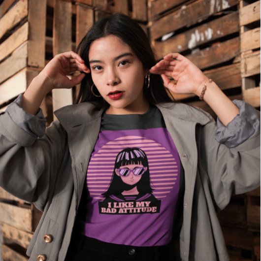 私は私の悪い態度の女性のゴシックTシャツが好きだ Tシャツ