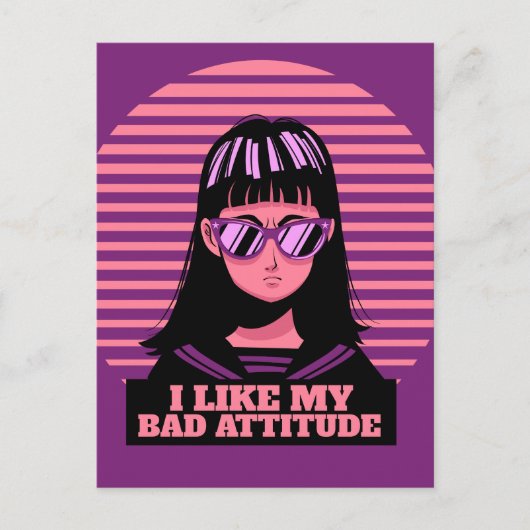 私は私の態度の悪い女の子の女性はがきが好きだ ポストカード (正面)
