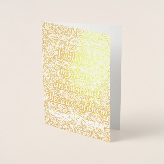 私は私の懸念を顔す前向きる – 引用文 箔カード (正面)