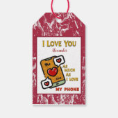 私は私の携帯電話の赤い白い水の色として愛している ギフトタグ (裏面)