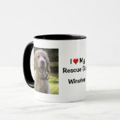 私は私の救助犬が大好き |名前と写真コーヒーマグ マグカップ (正面左)
