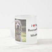 私は私の救助犬が大好き |名前と写真 フロストグラスマグカップ (正面左)