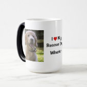 私は私の救助犬が大好き | 犬の名前と写真 モーフィングマグカップ (正面左)
