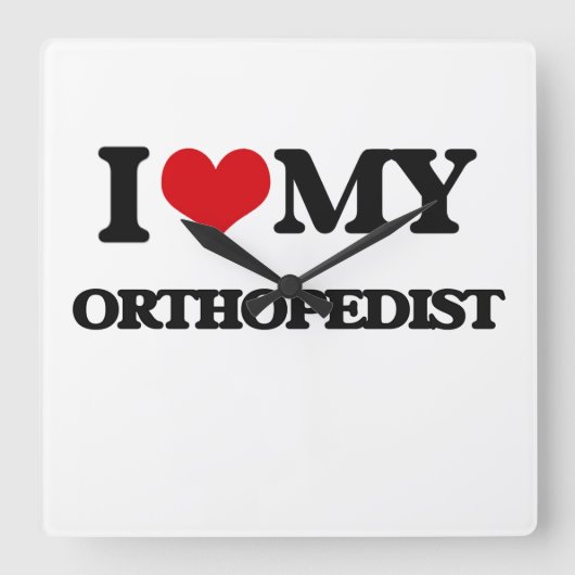 私は私の整形外科医を愛します スクエア壁時計 (正面)
