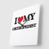 私は私の整形外科医を愛します スクエア壁時計 (傾斜)