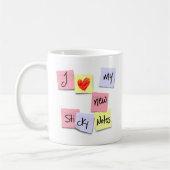 私は私の新しい付箋を愛します コーヒーマグカップ (左)