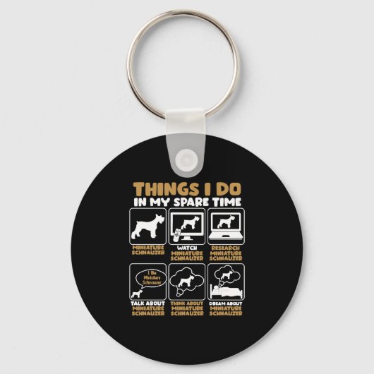 私は私の暇な時間で行うことミニシュナウザー キーホルダー (正面)