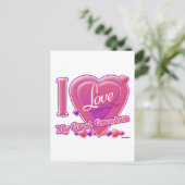 私は私の曾祖母のピンクか紫色-ハート--を愛します ポストカード (スタンド正面)