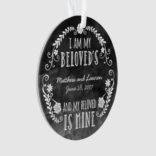 私は私の最愛で、黒い水彩画を結婚します オーナメント (正面)