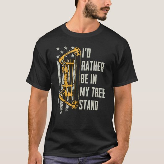 私は私の木のスタンド鹿の狩りアーチの中にしたい Tシャツ (正面)