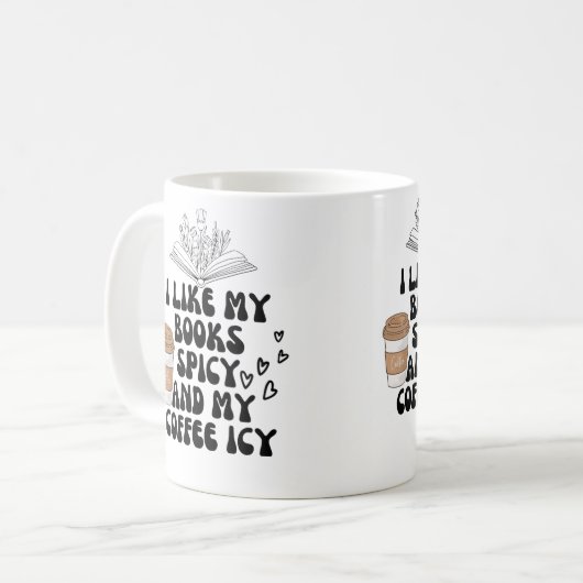 私は私の本はスパイシーと私のコーヒーシーが好き コーヒーマグカップ (正面左)